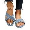 2024 Sommer Heißverkauf Damen Schuhe Trend Kreuz Denim Hausschuhe Mode Offene Zehen Flach Strand Outdoor Shopping Damen Hausschuhe
