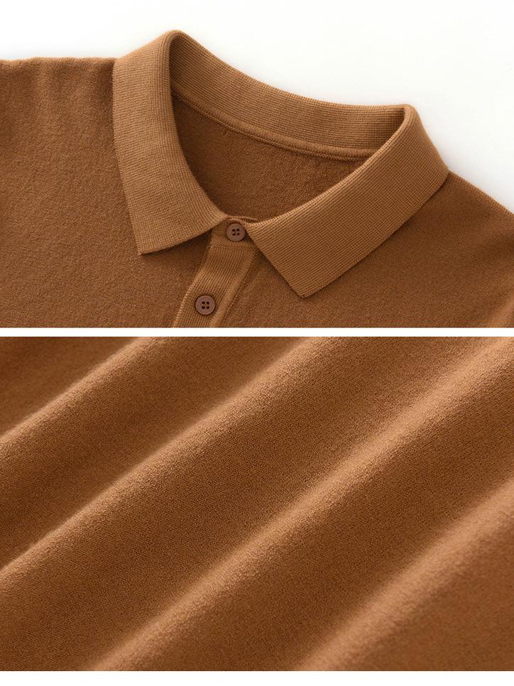 2025 Spring/Summer Andy Velvet Men's Knit Polo Minimalist Pullover Short Sleeve T-shirt