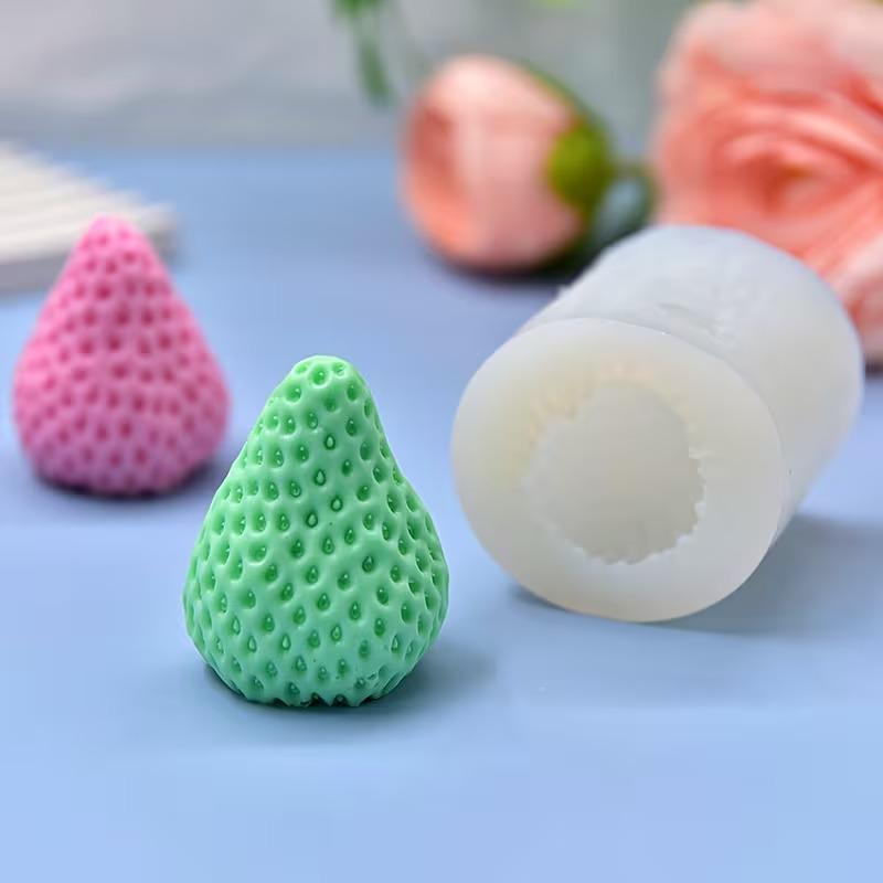3D Strawberry Silicone Candle Mold for Aromatherapy DIY Handmade Scented Candles Perfect for Romantic Valentine's Day Party Home