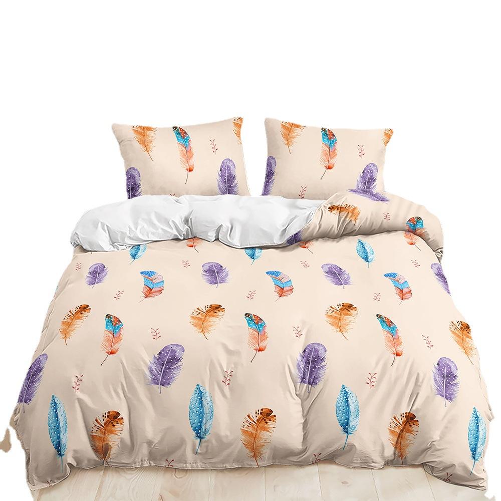 Three-Piece 3D Quilt Cover Dream Catcher Feather Dark Kit Bedding