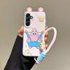KEYSION Cute Ear Cartoon Case for Samsung A17 5G with Lanyard Soft Silicone+PC Shockproof Phone Back Cover for Galaxy A17 4G 5G