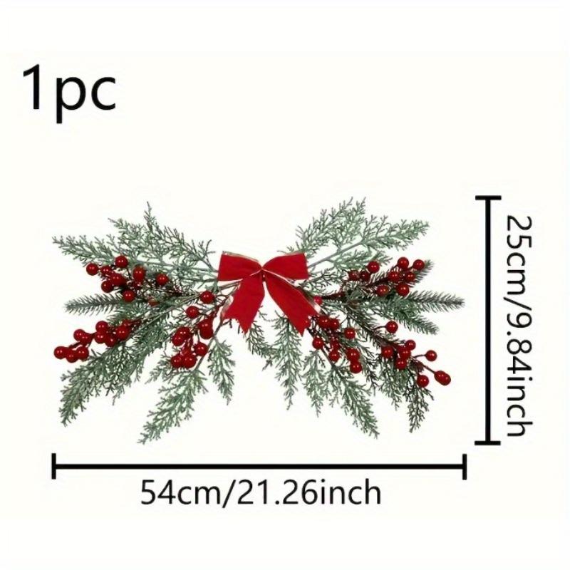 1Pc Christmas decorations red fruit bow pine needle wall hanging decoration window lintel pendant, Halloween Christmas gift