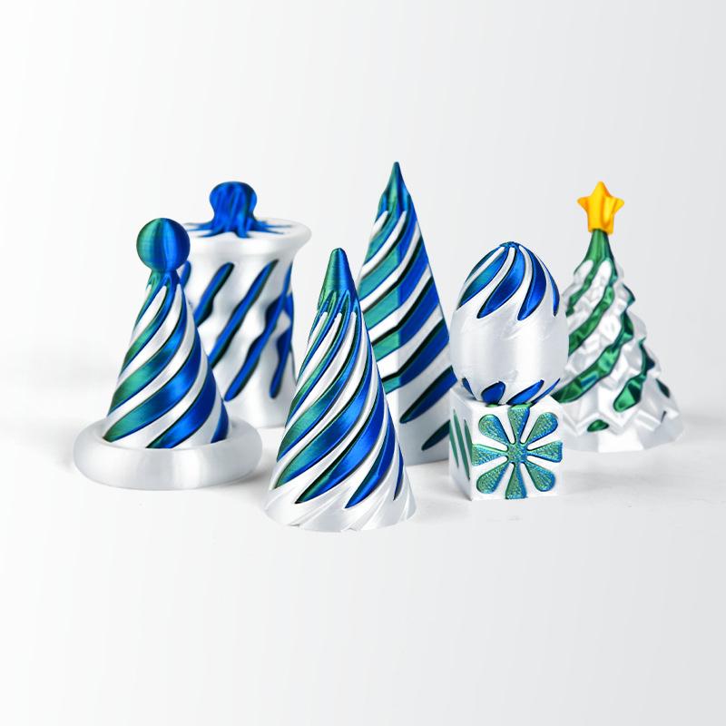 7Pcs 3D Printed Toy Rotating Pyramids Three-Dimensional Spiral Cone Fidget Toy 3D Spiral Cone Prelearning Accessiories