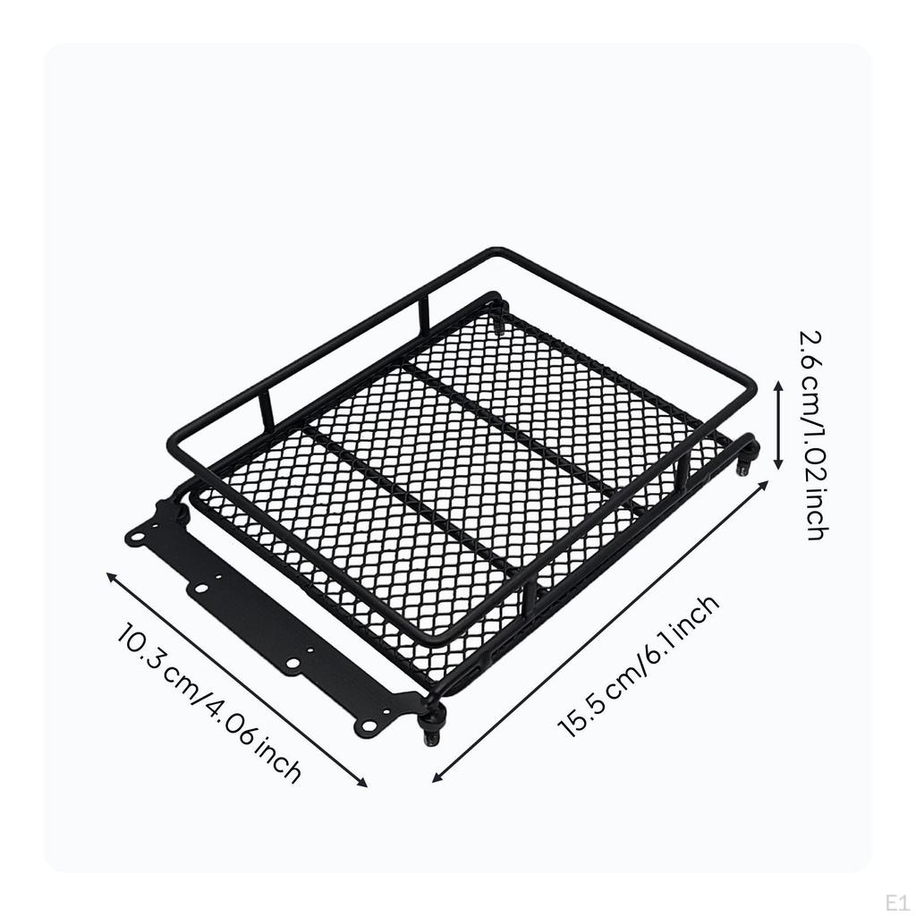 RC Roof Rack with Mesh Surface Metal Crawler Luggage Realistic for Scale Model Upgrades Red