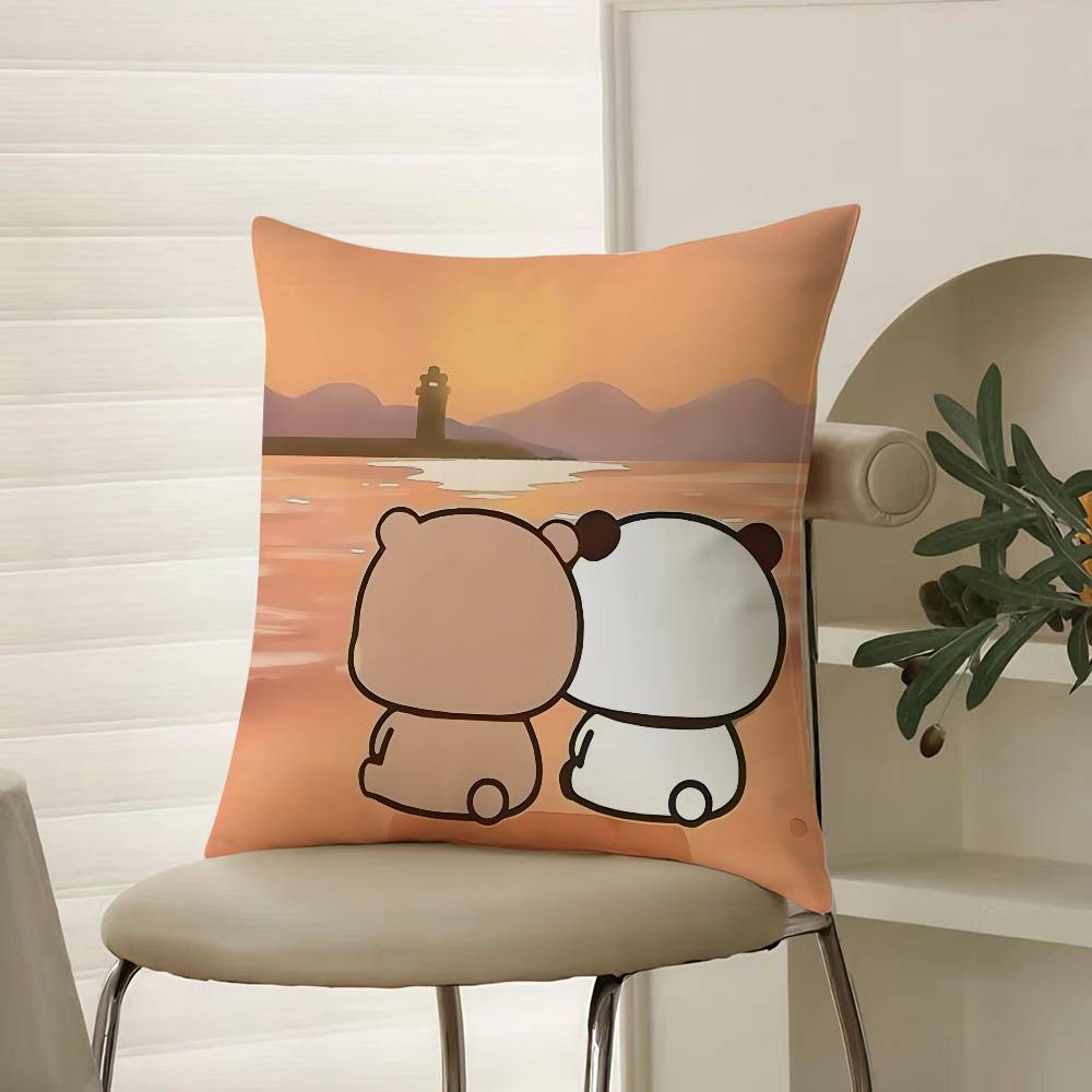 

Popular Cartoon Bubu & Dudu Cute Pillow Case Comfort Sofa Bed Silky elegant Invisible zipper Decorative cushion cover 12x12Inch