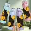 1PC Black Leopard Yellow Floral 750ml Color Plastic Sports Water Bottle Leakproof Flip Straw Lid Suitable for Sports Office Home Use