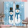 2 Stück 2D-Ebene Druck Beliebte Vorhangpaneele Niedliches Schneemann-Duo Winter Schnee (3) Vielseitig 100% Polyester (ohne Stange)