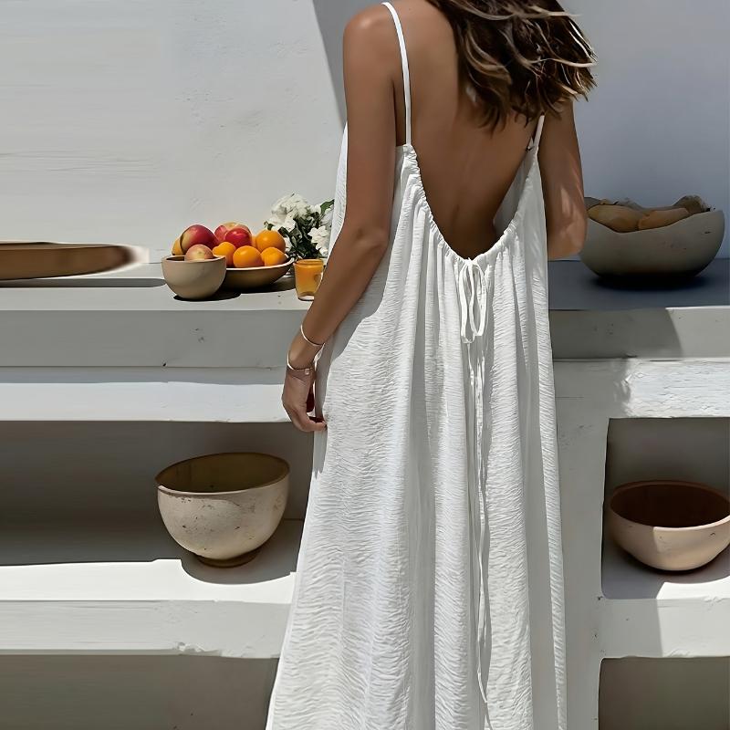 Camisole-Kleid für Damen, rückenfrei, lockerer langer Rock, Urlaubs-Zuhause-Stil