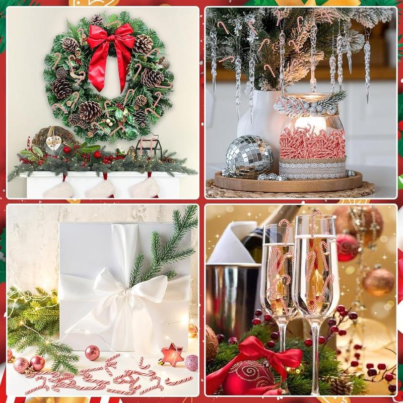 10/30/50Pcs Mini Candy Cane Christmas Decoration Red White Resin Candy Diy Crafts Xmas Pendant Navidad Home Decor New Year