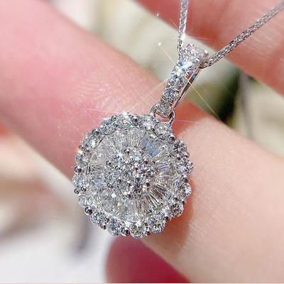 Huitan Exquisite Women's CZ Pendant Necklace Romantic Flower Shaped Bridal Wedding Accessories High Quality  Color Jewelry