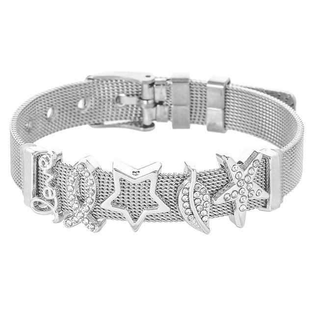 Fashion Stainless Steel Mesh Bracelets For Women Girls Original Charm Watch Belt Bracelet Angel Beads Bangle Gift