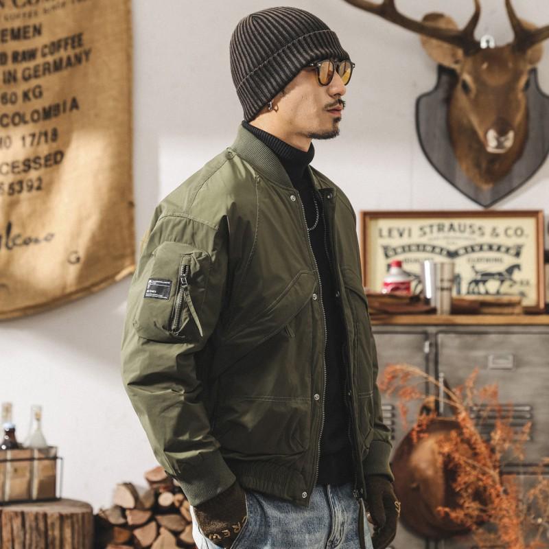 Mens Warm Thickened Down Jacket With 90% White Duck Loose Fit Flight Style Puffer Coat Winter