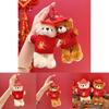 New Year Series Plush Bear Keychain With Sweater And Hat Decor For Gift Giving