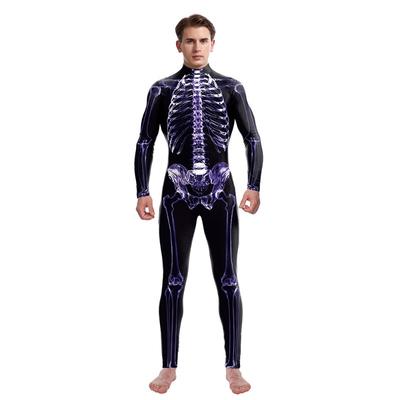 New Halloween Funny Skeleton Print Stage Costume Men's and Women's One-piece Costumes