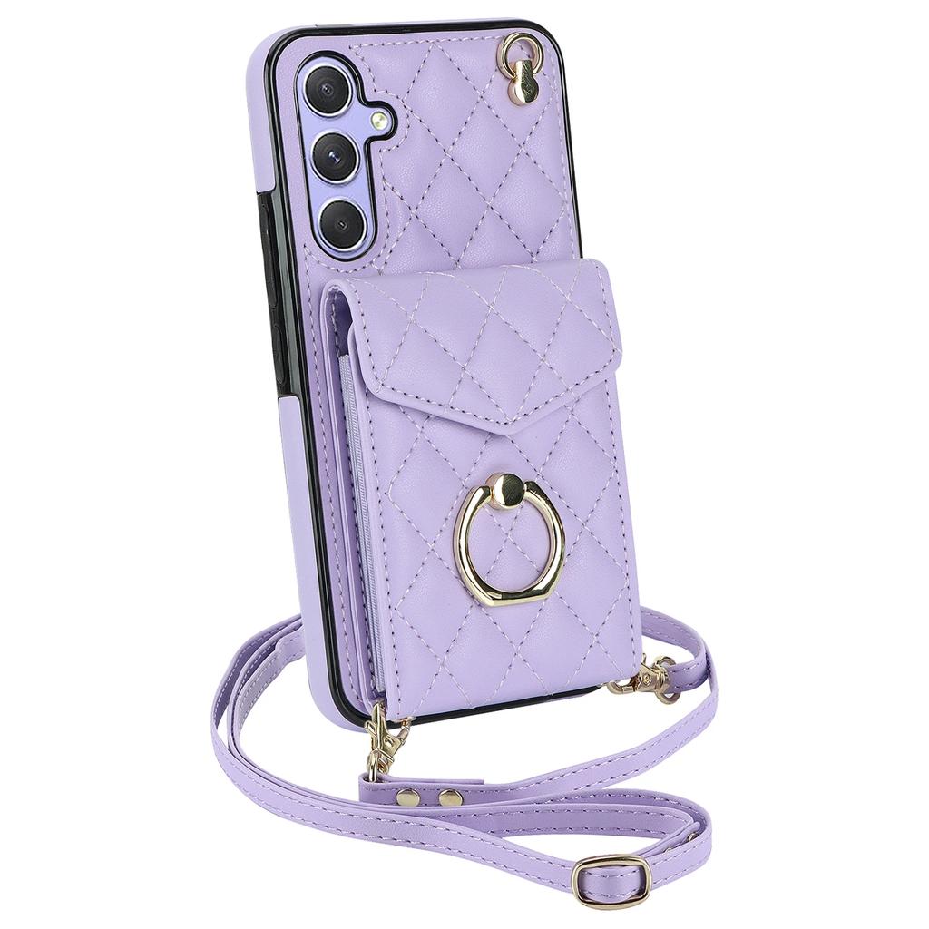 Portafoglio in Pelle a Tracolla Slot Carte Anello Custodia per Telefono per Samsung Galaxy S23 S24 Ultra S22 S21 FE S20 A55 A54 A14 Note20 Copertura Borsa