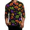 Men's Casual Halloween Print Crew Neck T Shirt Three Quarter Sleeve Top Lightweight Comfortable Fit Seasonal Design