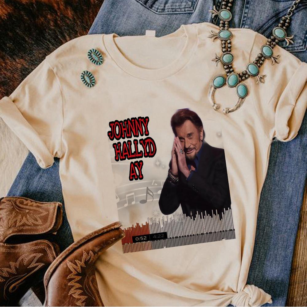 

Johnny Hallyday top women Y2K tshirt female graphic clothes L