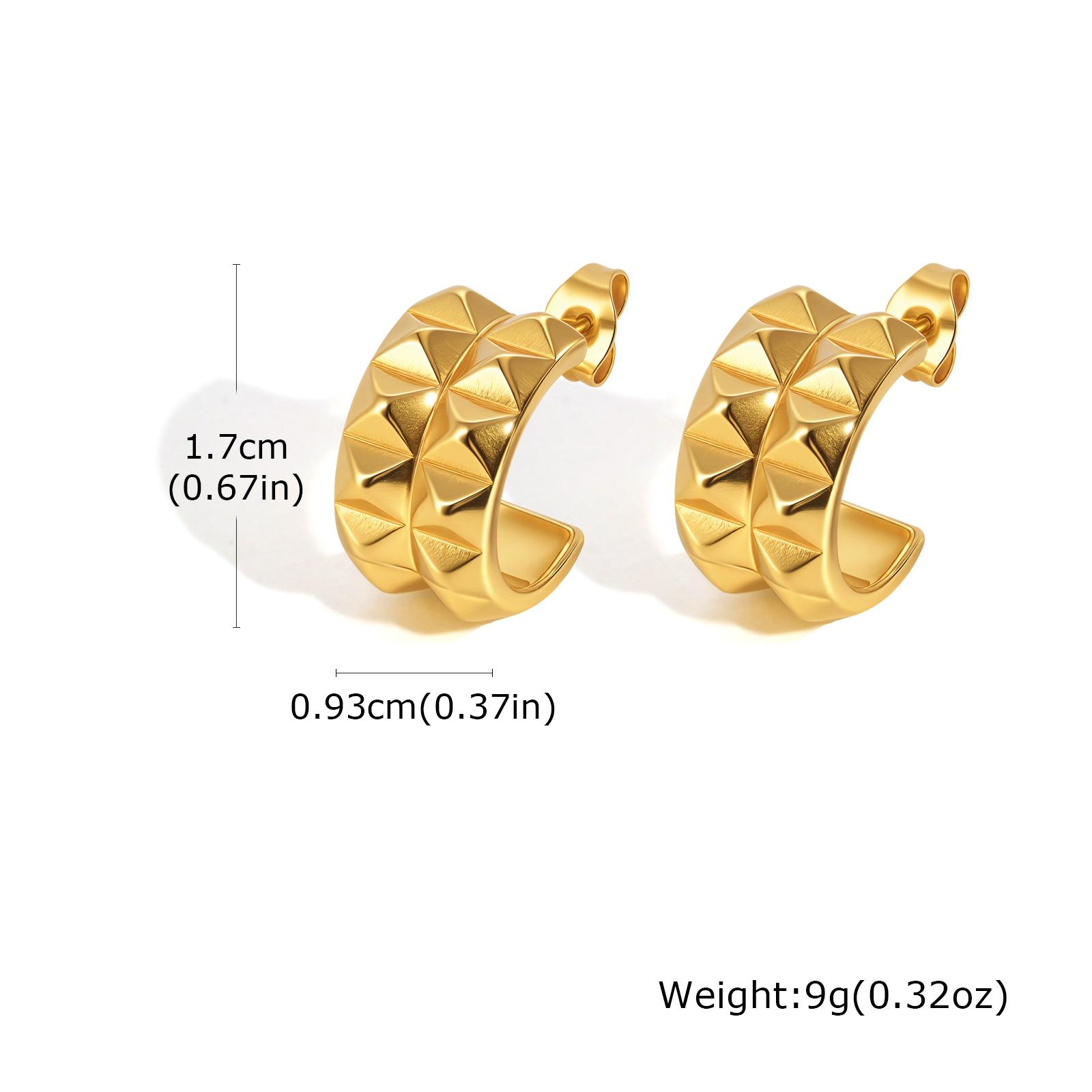 

Unique C-Shaped Hook Earrings For Women, Gold Plated Stainless Steel Stud Earrings, Elegant Exquisite Jewelry Party Premium Gift
