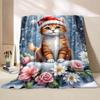 6 Sizes Cat Christmas Printed Blanket Warm Soft and Comfortable Home Travel Blanket Sofa Bedding Cover Blanket Holiday Gifts