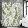 Watercolor Leaf Shower Curtain, Bathroom Decorative Shower Curtain, Waterproof Shower Curtain With Hooks