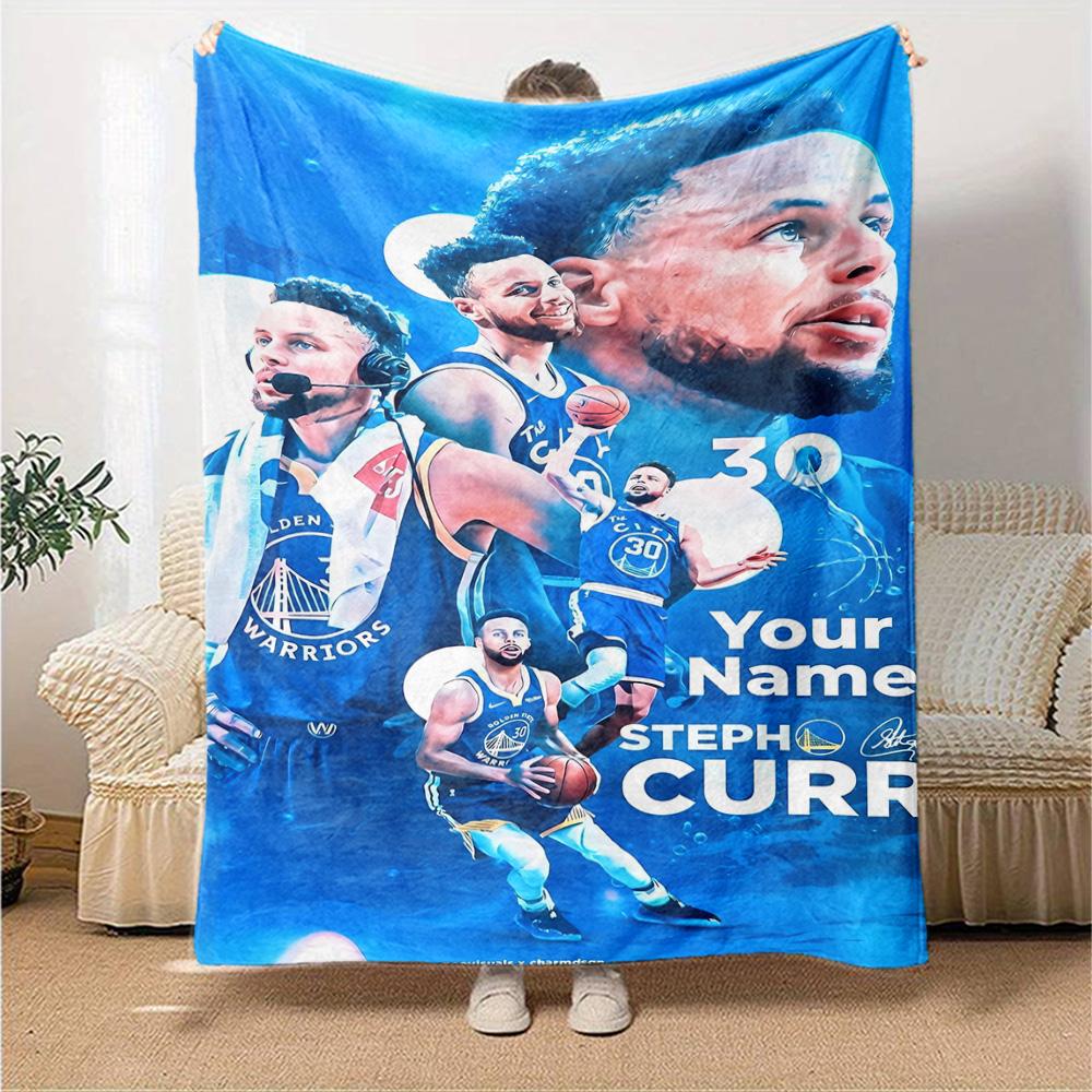 Golden State Warriors Curry Personalized Name Blanket Multi-purpose Personalized Blanket Comfortable Throw For Living Room Office Chair Office Picnics