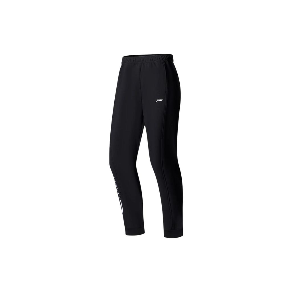 Li Ning Fitness Series Logo Print Fleece Lined Warm Water Resistant Cuffed Sports Pants Women Pants Black AYKSA14-1