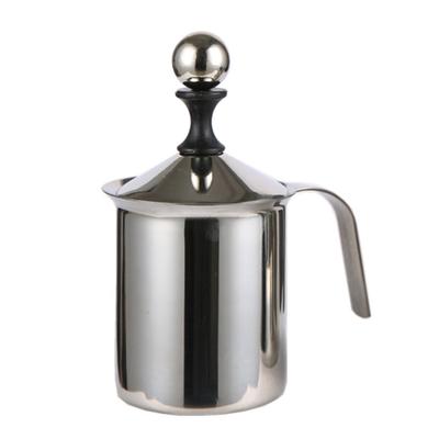 400cc Manual Milk Creamer Frother Double Layer Filter Stainless Steel Heatable Easy Clean with