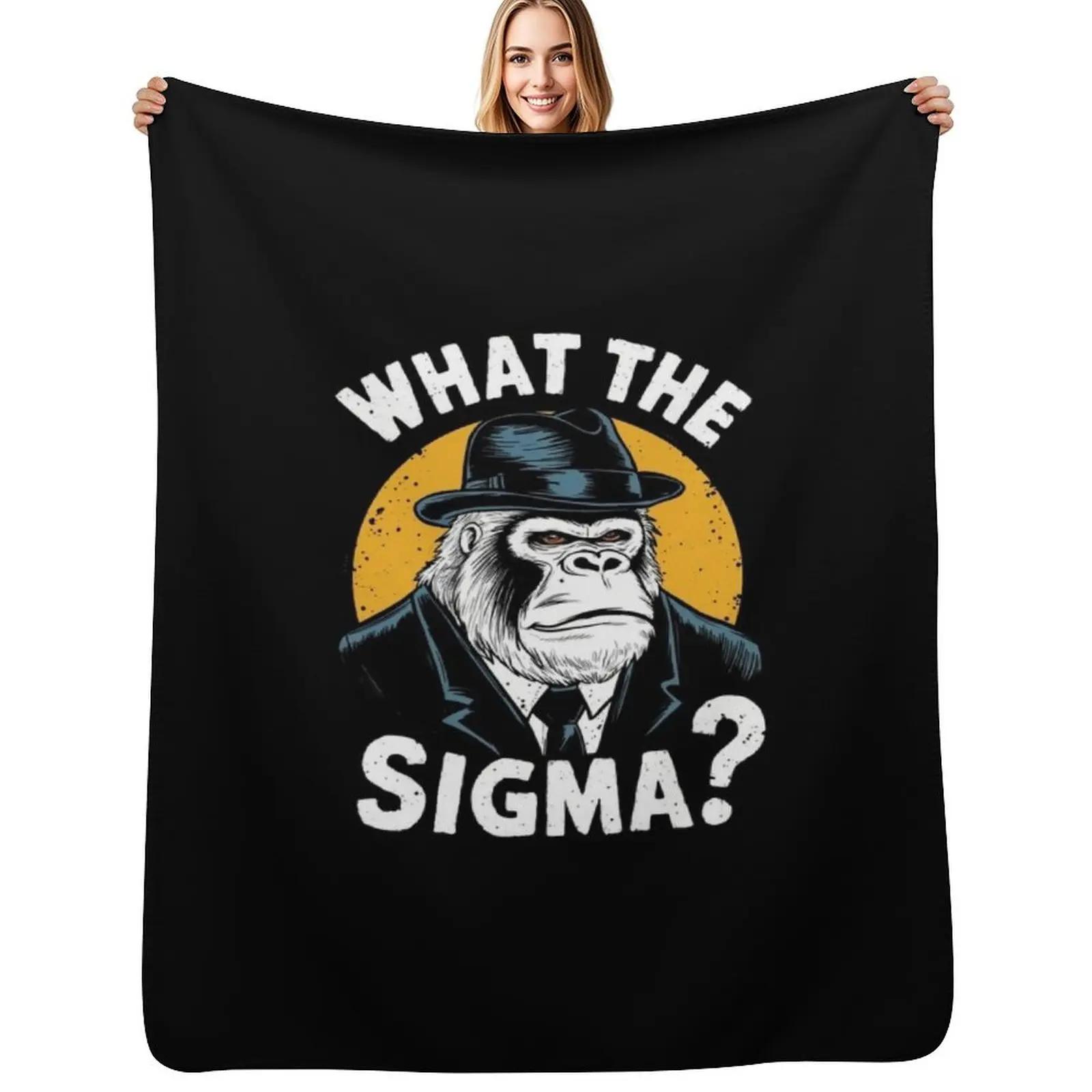 Смешной What The Sigma Ироничный Мем Мозговая Гниль Цитата Плед Декоративный Мягкий Плед для Дивана Size: 75*100cm, Weight: 230 GSM