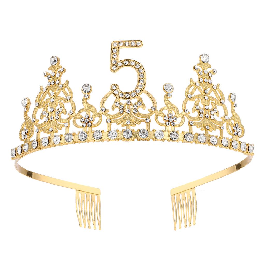 Fashion Alloy Digital Crown With Diamond Tiara 18Th Birthday Party Pearl Alloy Headband