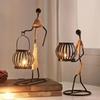 Nordic Metal Candle Holder Abstract Character Handmade Vintage Candlestick for Wedding Home Coffee Shop Table Art Decoration New