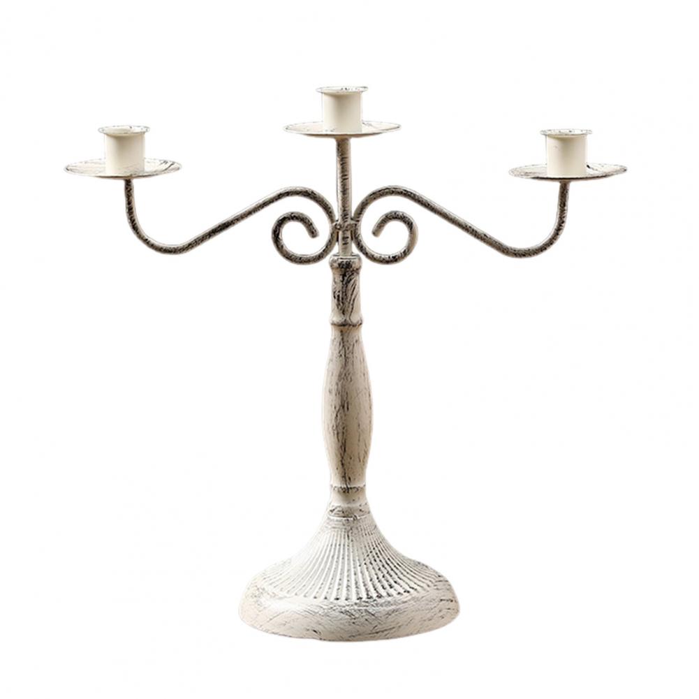 Винтажный Железный Подсвечник Декорация Съемный Подсвечник на 3/5 свечей Домашний Металлический Подсвечник для конических свечей Центральный элемент Украшение XXL белый