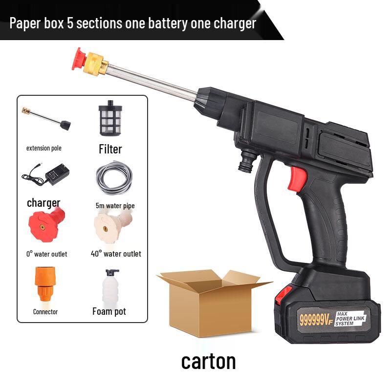 Wireless Portable Car Washer: Rechargeable High-Pressure Water Gun with Cleaning Brush for Household Use