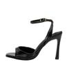 Black Sexy Heels Women Summer Elegant Party Dress Sandals Fashion Square Toe Naked Strap  Thin Heels Pumps Zapatos Mujer