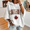 Damen Ahornblatt Kanada 3/4 Kurzarm Hoodie Übergroß Locker Sport Print Pullover Kapuzenpullover Für Frühling