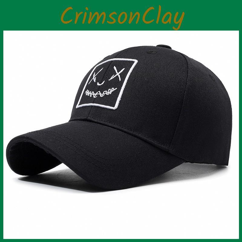Baseball Cap With Embroidered Face Expression For Sun Protection And Trendy Style For Men And Women