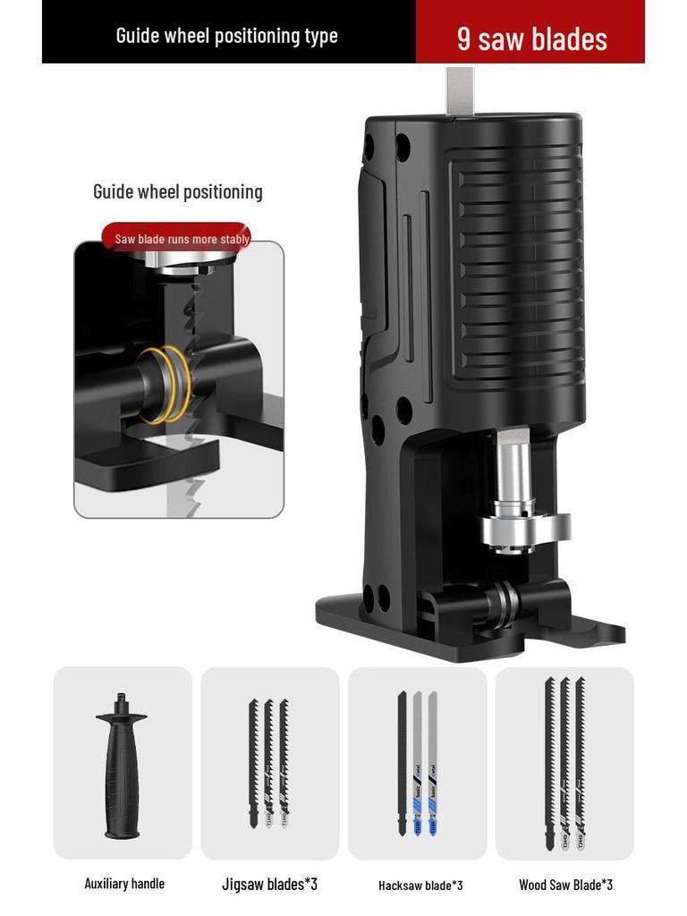 Electric Drill to Chainsaw Conversion Head: Handheld Reciprocating Saw for Woodworking and Jigsaw.