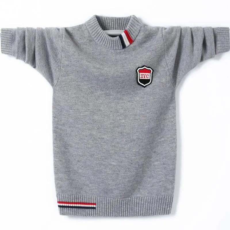 

Осенне-зимний свитер со средним вырезом, утепленная рубашка с низом, фирменный свитер Tide, универсальный шерстяной свитер, теплый пуловер для мальчиков младшего и старшего школьного возраста L серый