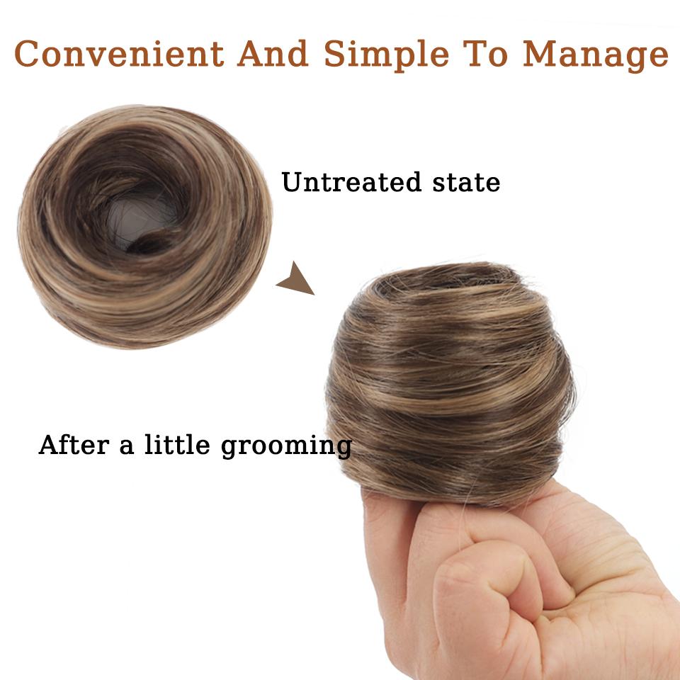 1PC Synthetic Hair Bun Curly Straight Hair Messy Bun Scrunchies Updo Hair Bands Elastic Band Hairpieces For Women Straight Fring