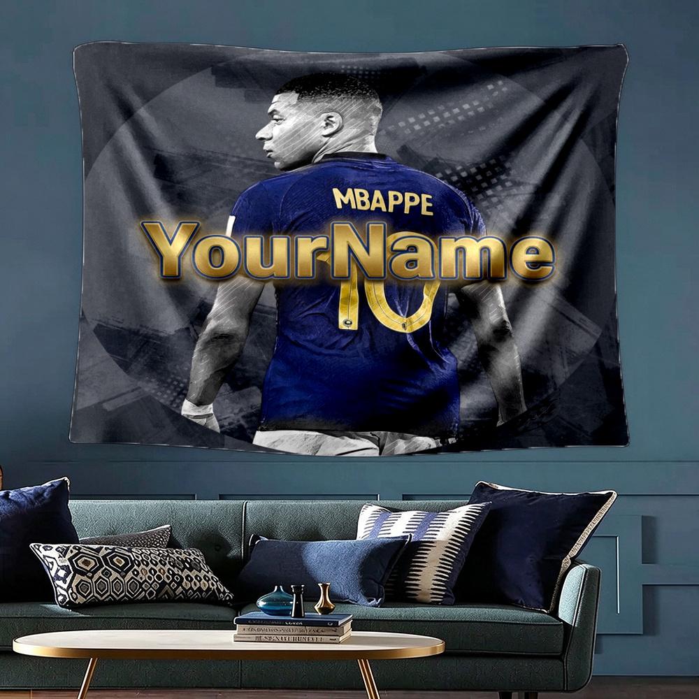 Mbappe Custom Your Name Wall Decor Tapestry Art For Pet Memorial Birthday Wedding Party Backdrop Family Gift