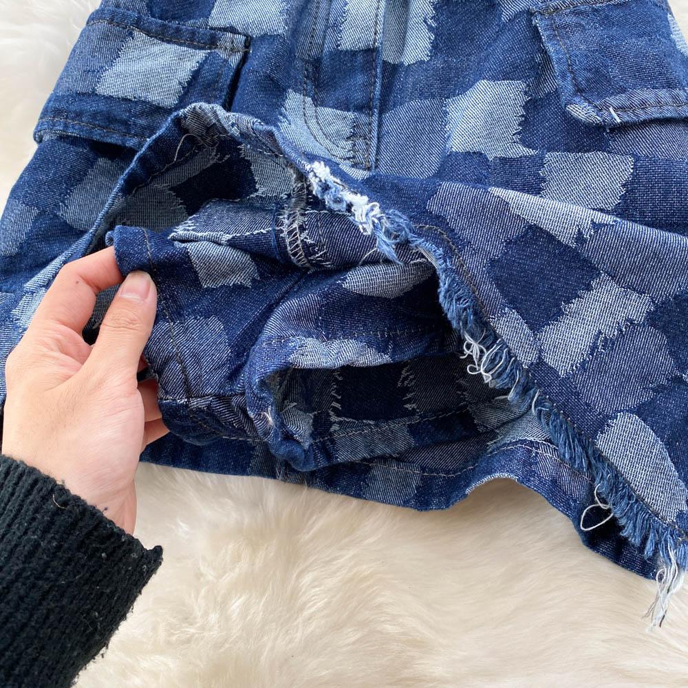 Sexy Tight Skirt Ins Plaid Short Skirt Women's Summer A-Line Skirt High Waist Denim Wrap Hip Skirt