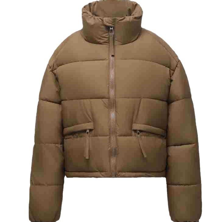 Women's Winter Jacket New Female Pure Color Stand Collar Thicken Parkas Coat Women's Casual Short Cotton Jacket Women's Clothing