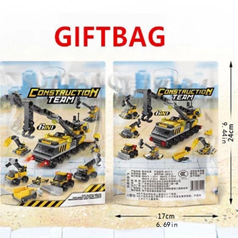 6 IN 1 fai da te City Construction Team Camion Gru Carrello elevatore Piccole dimensioni Blocchi da costruzione Kit Figure Mattoni Giocattoli educativi per bambini 6+