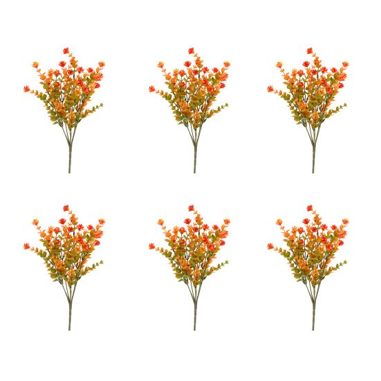 6 Pcs Artificial Fall Flowers UV Resistant Faux Plants Outdoor Decoration Realistic Fake Flower Bundles for Thanksgiving Porch Window Box Planter