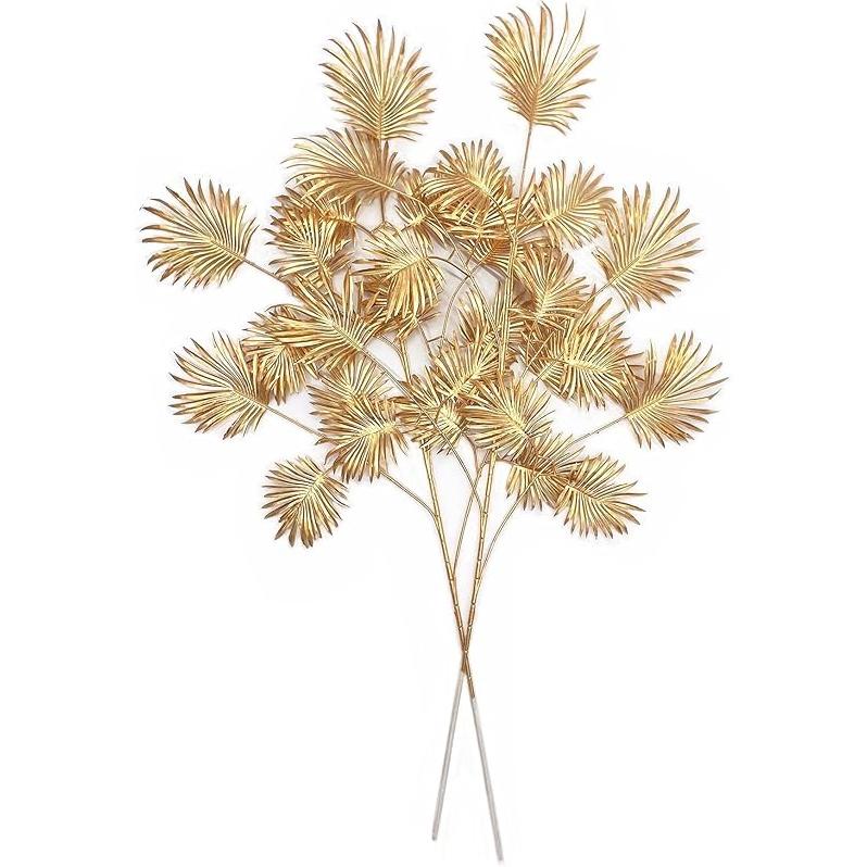 PASYOU Fake Leaves Plants for Christmas Decor, Gold Artificial Shrubs Grass Foliage Plastic Bulk Leaf Indoor Outdoor Home Garden Party Hotel Verandah