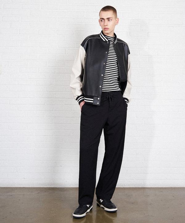 Veteze [Vegan Leather] Lined Varsity Jacket (Black)