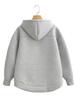 Autumn Women Gray Jacket with Hood Long Sleeve Big Pocket Zipper Jacket Coat Woman Loose Casual Outerwear Coat Tops