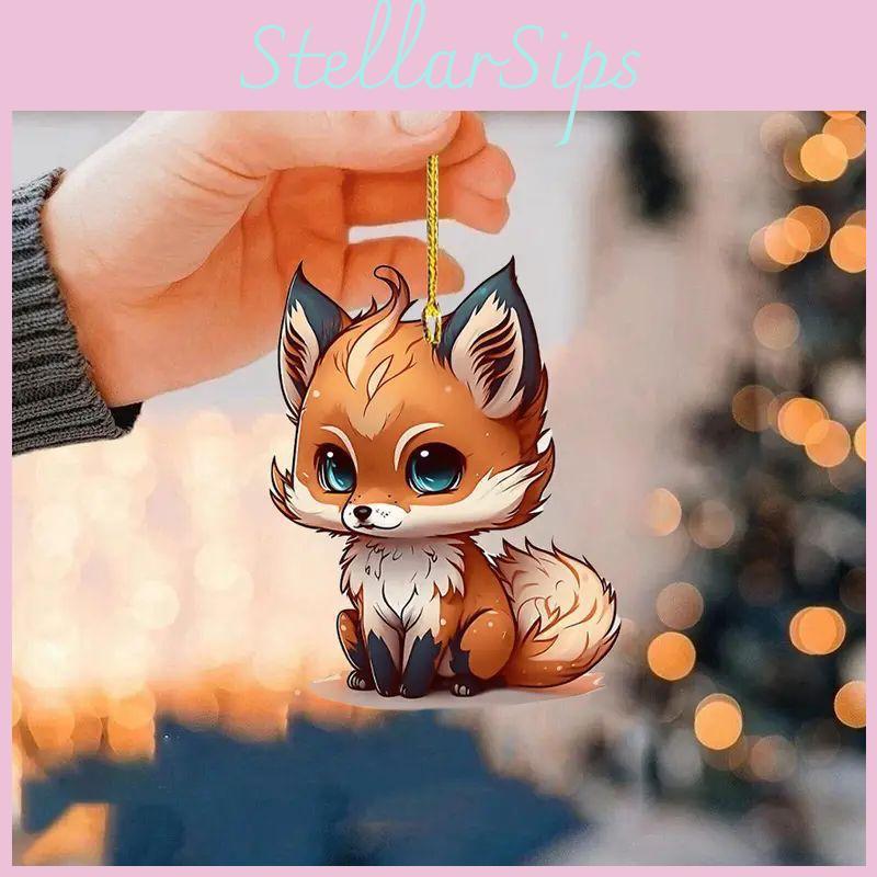 Cute Acrylic Fox Car Interior Decoration Hanging Pendant Charming Gift For Fox Lovers