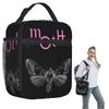 GothMoth Themed Artwork Print Insulated Lunch Bag for Women Kids Leakproof Food Boxes Thermal Lunch Box Tote