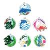 7Pcs Round Keychain Glue Drop Moulds Diy Marine Animal Hippocampus Octopuses Whale Key Pendant Silicone Mould for Crafts