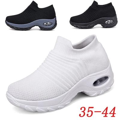 Zapatillas de Mujer Zapatos Casuales Malla Punta Redonda Cámara de Aire Combinación de Colores Transpirables Antideslizantes Mujer Planas Talla Grande 44